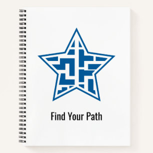 Modern Blue Star Maze Geometric Pattern Notebook