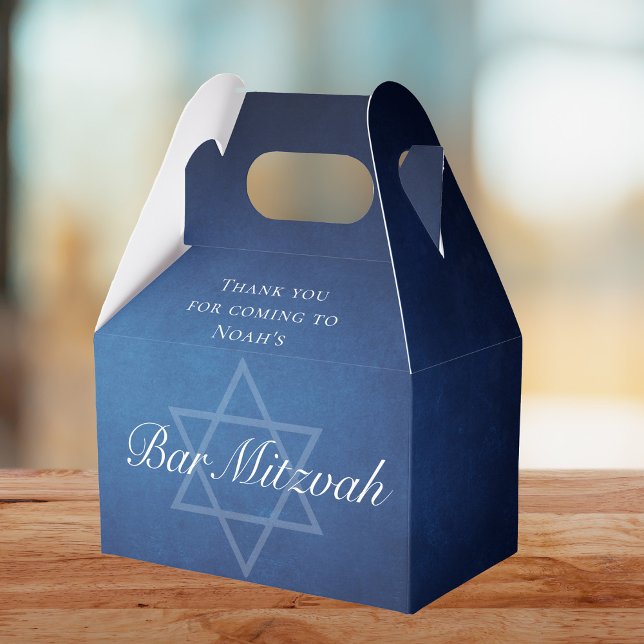 Modern Blue Star of David Formal Bar Mitzvah Party Favour Box (Creator Uploaded)