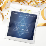 Modern Blue Star of David Formal Bat Mitzvah Party Favour Bags<br><div class="desc">Beautiful deep shades of dark blue create a texture like water on these custom formal Bat Mitzvah party favour bags. Elegant white minimalist script with your daughter's name on the subtle Star of David for a Jewish celebration.</div>