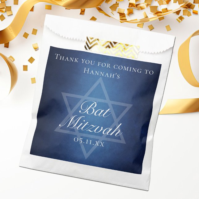 Modern Blue Star of David Formal Bat Mitzvah Party Favour Bags (Creator Uploaded)