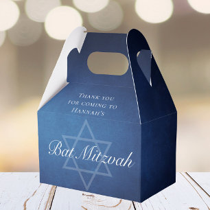 Modern Blue Star of David Formal Bat Mitzvah Party Favour Box