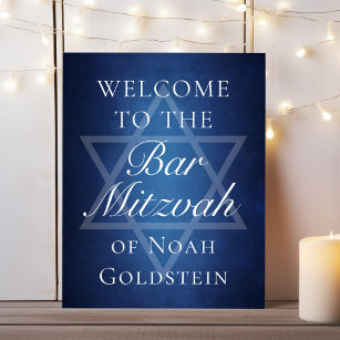 Modern Blue Star of David Welcome to Bar Mitzvah Poster