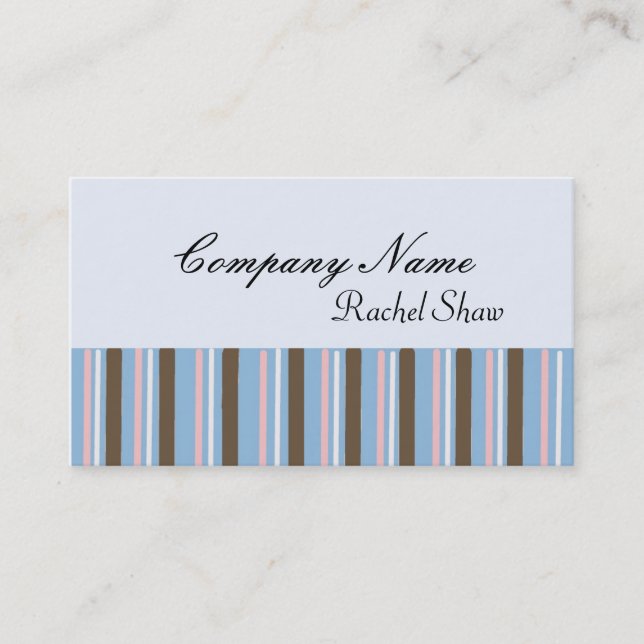 Modern Blue Stripe Business Card (Front)