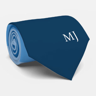 MODERN BLUE STRIPED LINES MONOGRAM INITIALS CUSTOM TIE