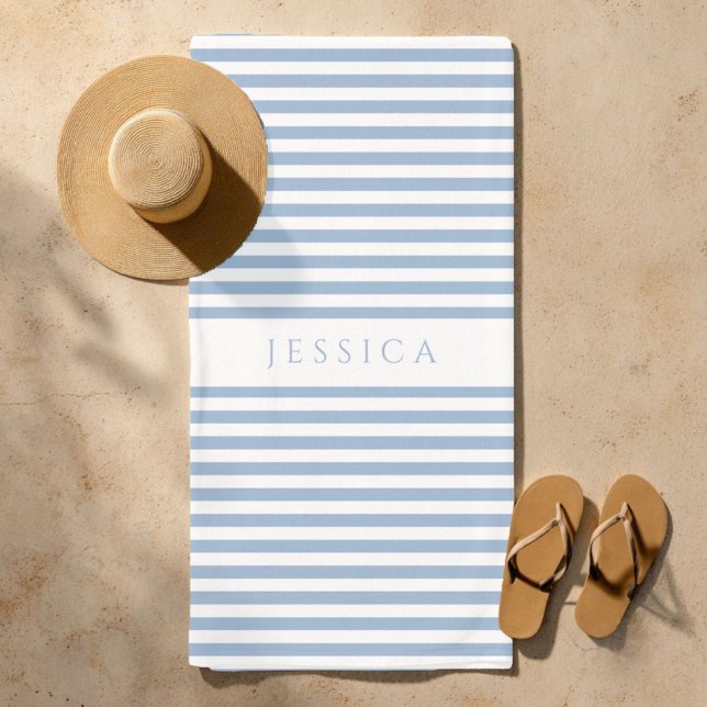 Modern Blue Striped Pattern Beach Towel (Modern Blue Striped Pattern Beach Towel)