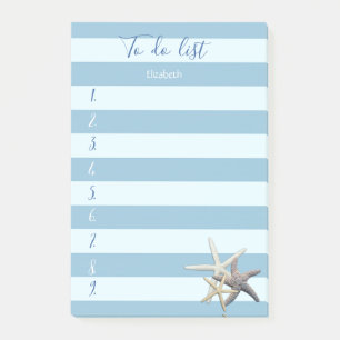 Modern  Blue Striped,Sea stars ,To Do List Post-it Notes