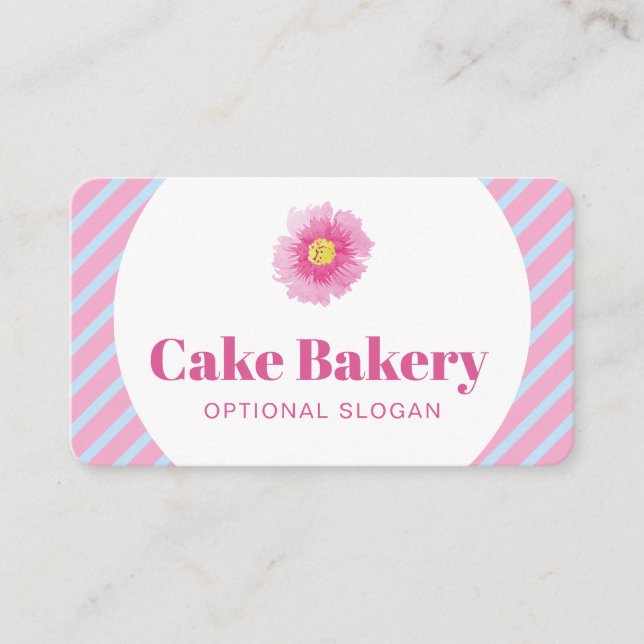 Modern Blue Stripes Bakery Business Card (Front)