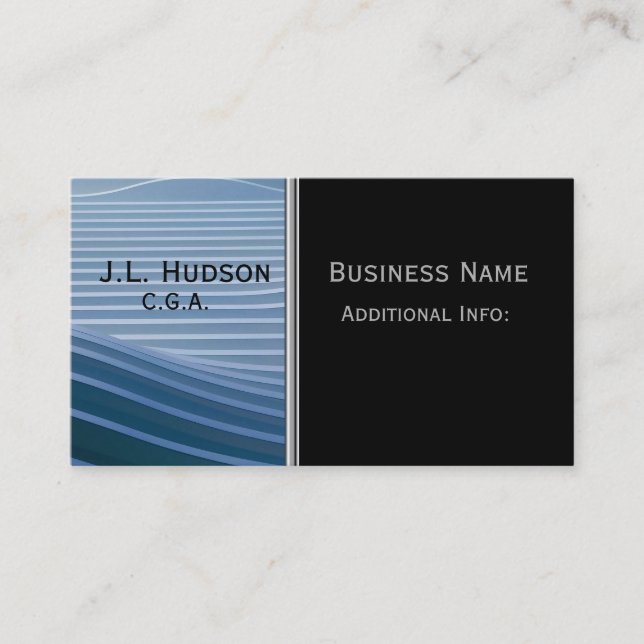 Modern Blue Stripes Business Card 3 (Front)
