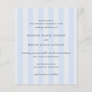 Modern Blue Stripes Elegant Budget Wedding Invite Flyer
