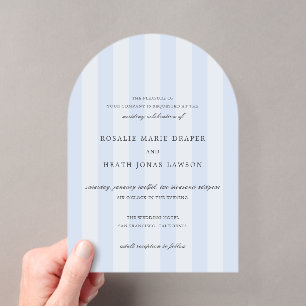 Modern Blue Stripes Elegant Wedding Acrylic Invitations