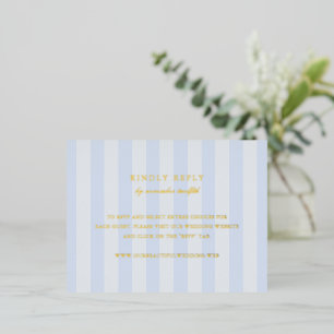 Modern Blue Stripes Elegant Wedding Foil RSVP Card