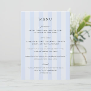 Modern Blue Stripes Elegant Wedding Menu