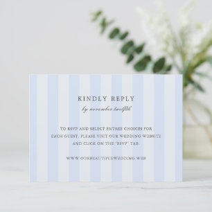 Modern Blue Stripes Elegant Wedding RSVP Card