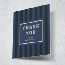 Modern Blue Stripes Graduation Thank You