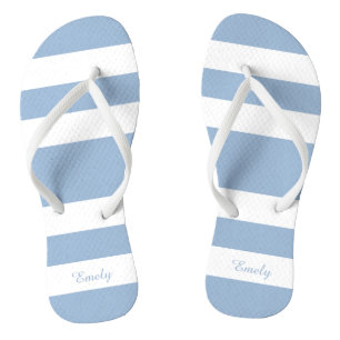 Modern Blue Stripes Name Jandals