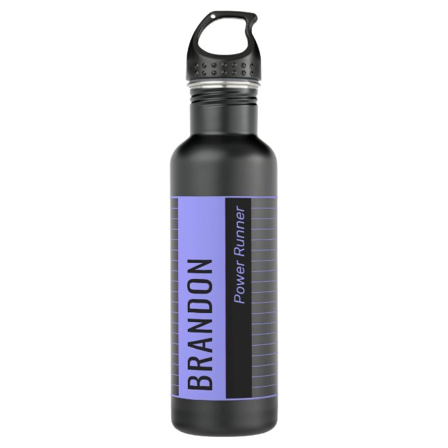 Modern Blue Stripes Water Bottle (Front)
