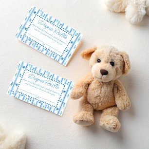 Modern blue stripped baby shower diaper raffle enclosure card
