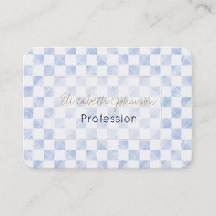 Modern Blue strokes Chequered White Pattern Business Card