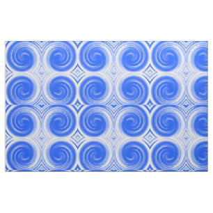 Modern Blue Swirl Abstract Art #2 Fabric