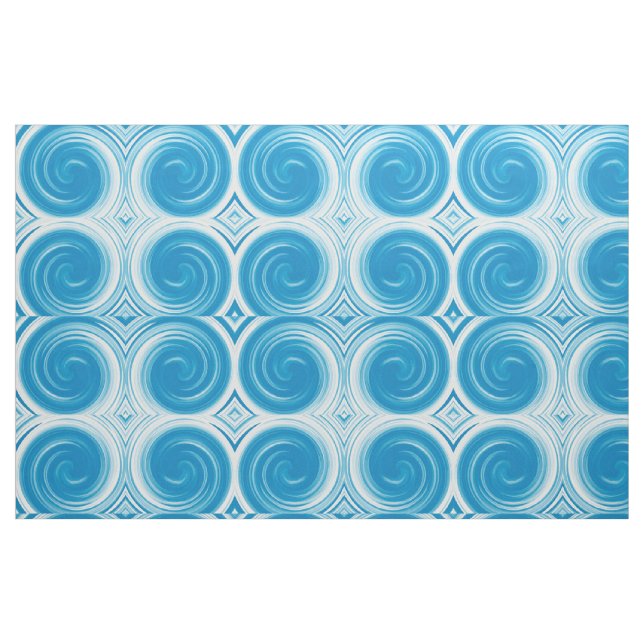 Modern Blue Swirl Abstract Art Fabric (Fat Quarter)