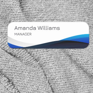 Modern Blue Swirl Employee Name Tag
