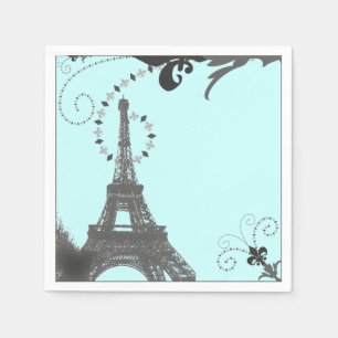 modern blue swirls vintage Paris Eiffel Tower Napkin