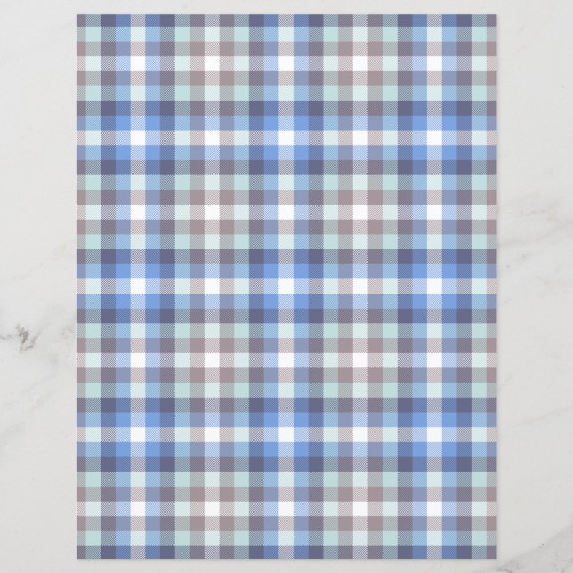 Modern Blue Tartan Plaid Pattern Scrapbook Paper (Front)