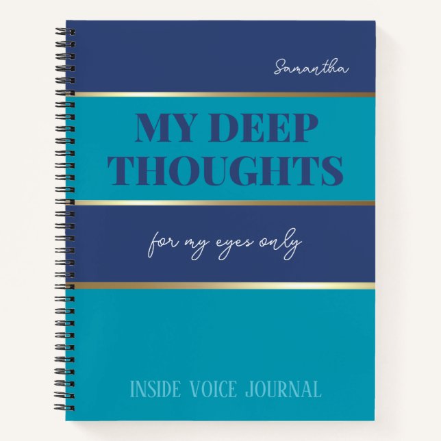 Modern Blue Teal Gold Trendy My Eyes Only Journal (Front)