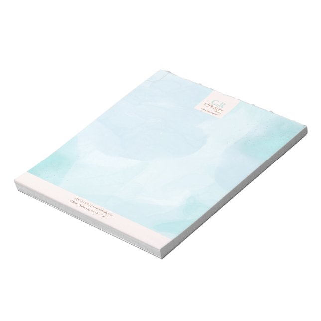 Modern Blue Teal Watercolor Notepad (Rotated)