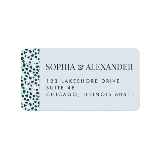 Modern Blue Terrazzo & Emerald Label (Front)