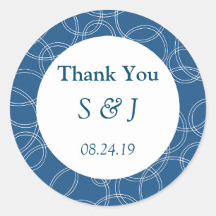 Modern Blue Thank You Classic Round Sticker