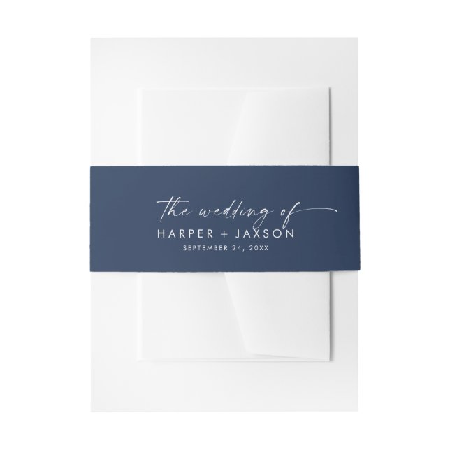 Modern Blue The Wedding Of Invitation Belly Band (Front Example)