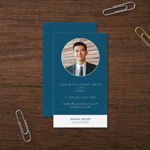 Modern blue title photo framed business card