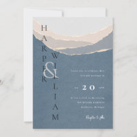 modern blue torn paper mountains wedding