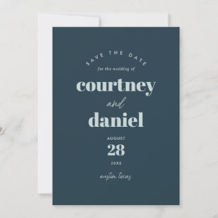 Modern Blue Trendy Photo Save the Date