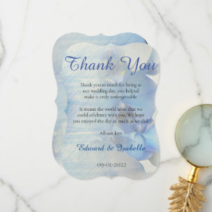 Modern Blue Tropical Watercolor Orchid Flower Than Thank You Card