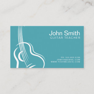 Modern Blue Turquoise Guitar Teacher Business Card