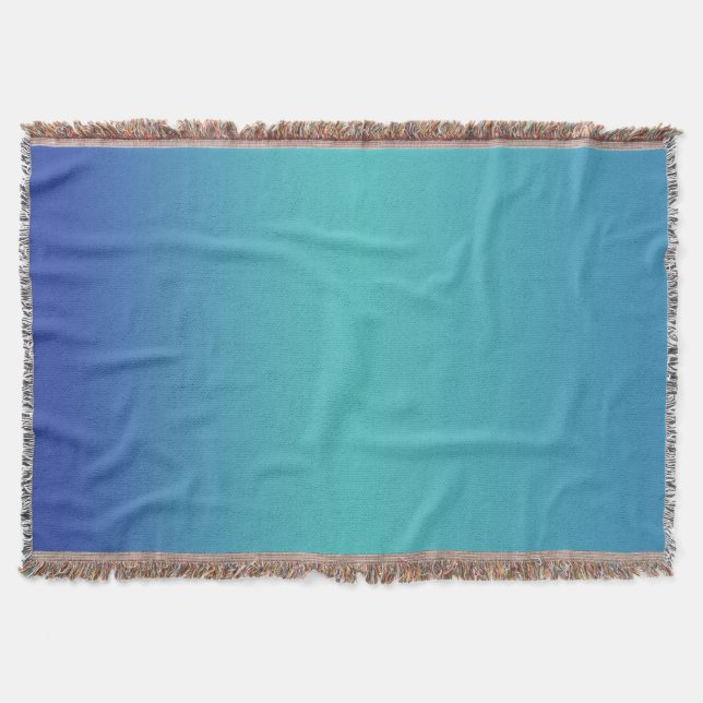 Modern Blue Turquoise Ombre Gradient Throw Blanket (Front)