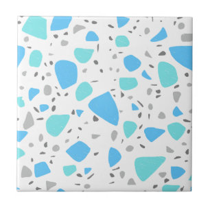 Modern Blue Turquoise White Terrazzo Tile