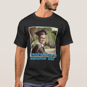 Modern Blue Typography and Photo Gratuation T-Shirt