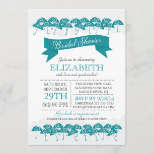 Modern Blue Umbrella Bridal Shower Invitation