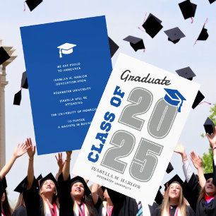 Modern Blue University College Graduation Announcement