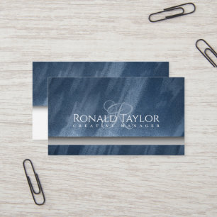 Modern Blue velvet texture Monogram Business Card