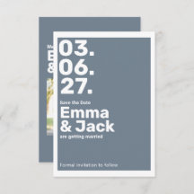 Modern Blue Vertical Date Wedding