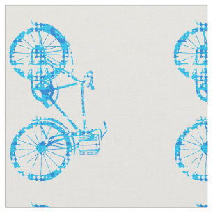Modern Blue Vintage Bicycle Fabric