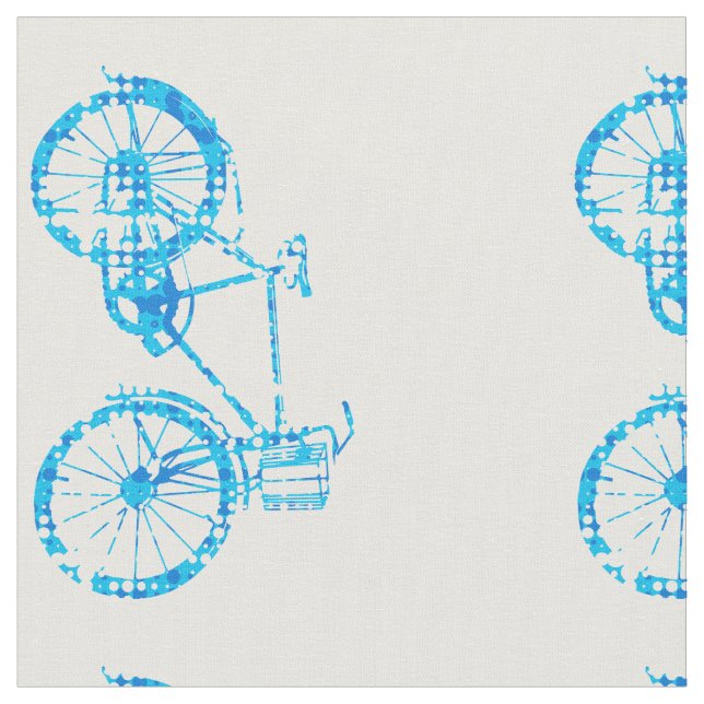 Modern Blue Vintage Bicycle Fabric (Close Up)
