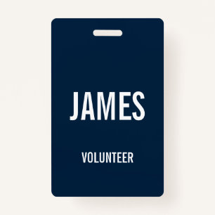 Modern Blue Volunteer Name Event Information Badge ID Badge