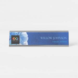 Modern Blue Water Audit Firm Custom Logo Desk  Desk Name Plate