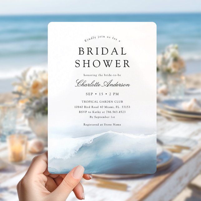 Modern Blue Watercolor Bridal Shower Invitation (Creator Uploaded)
