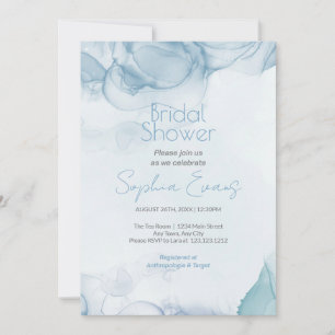 Modern Blue Watercolor Bridal Shower Invitation